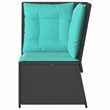 Bowery Hill Compact PE Rattan Patio Sofa With Adjustable Feet in Black