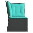 Bowery Hill Compact PE Rattan Patio Sofa With Adjustable Feet in Black
