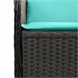 Bowery Hill Compact PE Rattan Patio Sofa With Adjustable Feet in Black