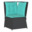 Bowery Hill Compact PE Rattan Patio Sofa With Adjustable Feet in Black