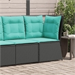 Bowery Hill Compact PE Rattan Patio Sofa With Adjustable Feet in Black