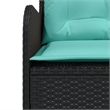 Bowery Hill Contemporary Poly Rattan Patio Sofa in Black And Turquoise