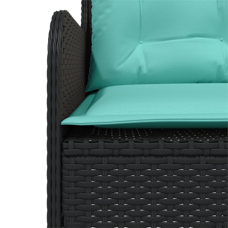 Bowery Hill Contemporary Poly Rattan Patio Sofa in Black And Turquoise