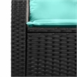 Bowery Hill 2-Seater Poly Rattan Patio Sofa With Cushions And Table in Black