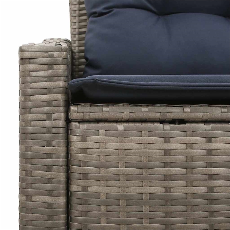 Bowery Hill Contemporary Poly Rattan Garden Sofa With Cushion in Gray