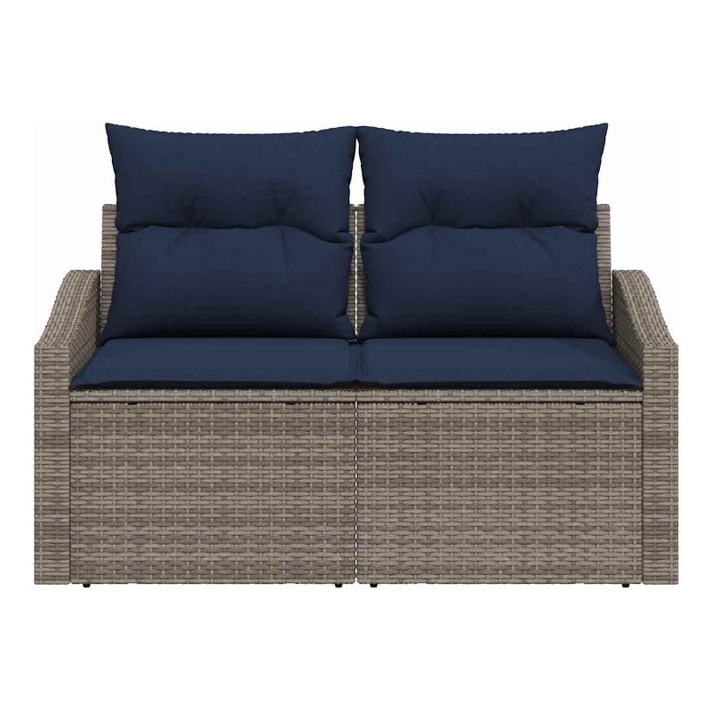 Bowery Hill Contemporary Poly Rattan Garden Sofa With Cushion in Gray