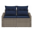 Bowery Hill Contemporary Poly Rattan Garden Sofa With Cushion in Gray