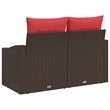 Bowery Hill Contemporary Poly Rattan Garden Sofa With Cushion in Brown