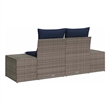 Bowery Hill Contemporary Poly Rattan Garden Sofa With Cushion in Gray