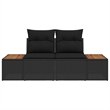 Bowery Hill Contemporary Poly Rattan Garden Sofa With Cushion in Black