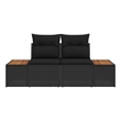 Bowery Hill Contemporary Poly Rattan Garden Sofa With Cushion in Black