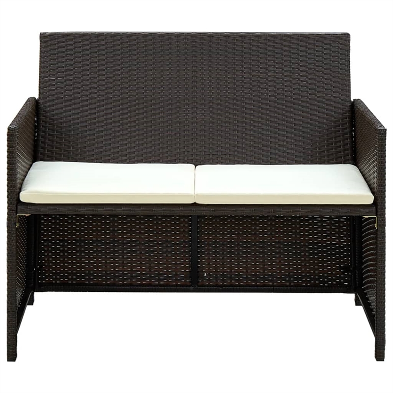 Bowery Hill Contemporary 2-Seater PE Rattan Lightweight Sofa in Brown