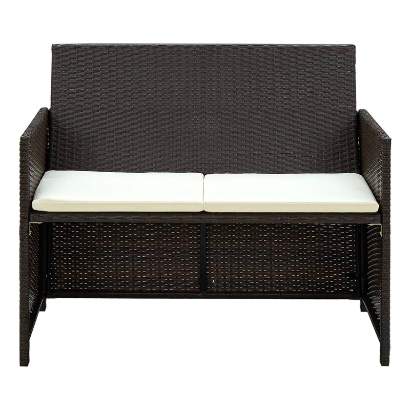 Bowery Hill Contemporary 2-Seater PE Rattan Lightweight Sofa in Brown