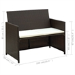 Bowery Hill Contemporary 2-Seater PE Rattan Lightweight Sofa in Brown