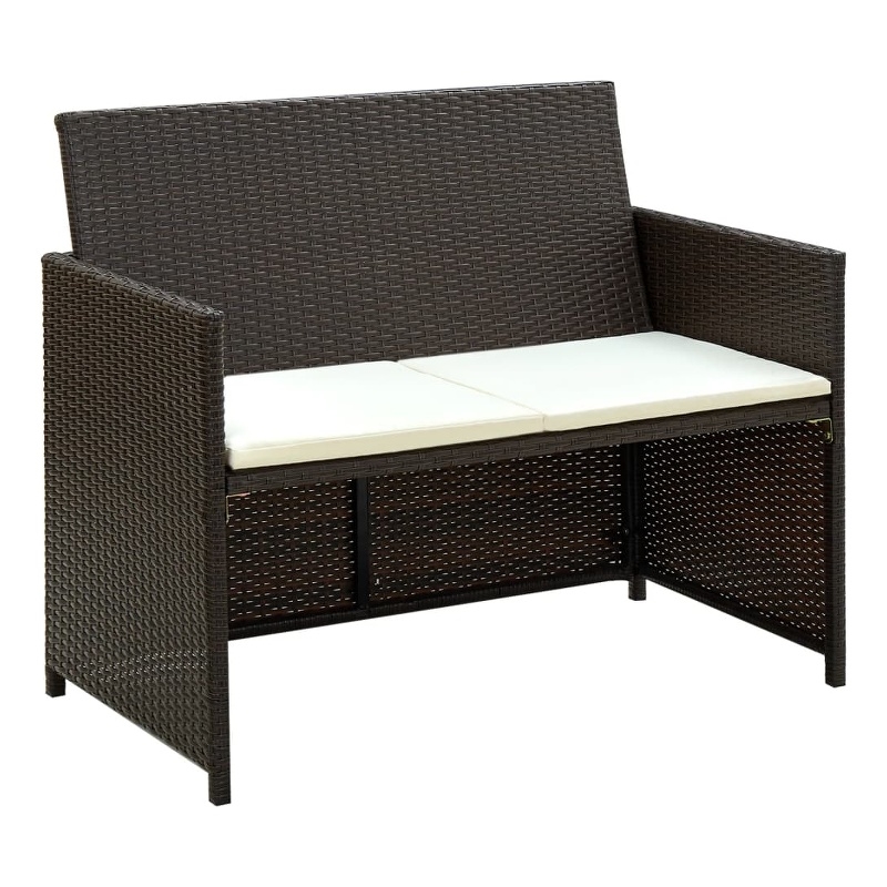 Bowery Hill Contemporary 2-Seater PE Rattan Lightweight Sofa in Brown