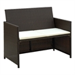Bowery Hill Contemporary 2-Seater PE Rattan Lightweight Sofa in Brown