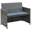 Bowery Hill Contemporary 2-Seater PE Rattan Lightweight Sofa in Gray