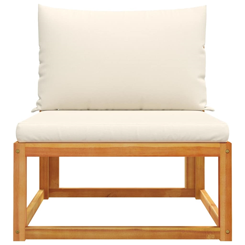 Bowery Hill Acacia Wood And Rope Garden Armless Sofa With Cushions