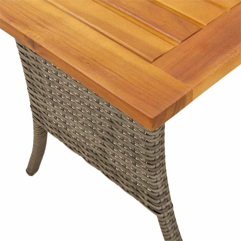 Bowery Hill 3-Seater Poly Rattan Patio Sofa With Cushions And Table in Gray