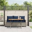 Bowery Hill 3-Seater Poly Rattan Patio Sofa With Cushions And Table in Gray