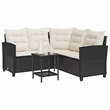 Bowery Hill Medium PE Rattan Garden Sofa With Removable Covers in Black