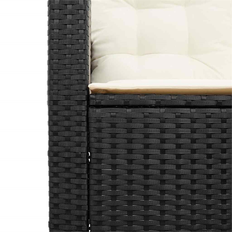 Bowery Hill Medium PE Rattan Garden Sofa With Removable Covers in Black