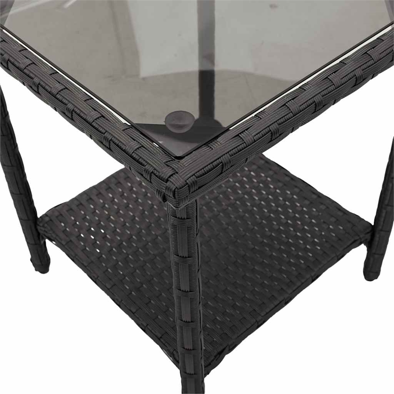Bowery Hill Medium PE Rattan Garden Sofa With Removable Covers in Black