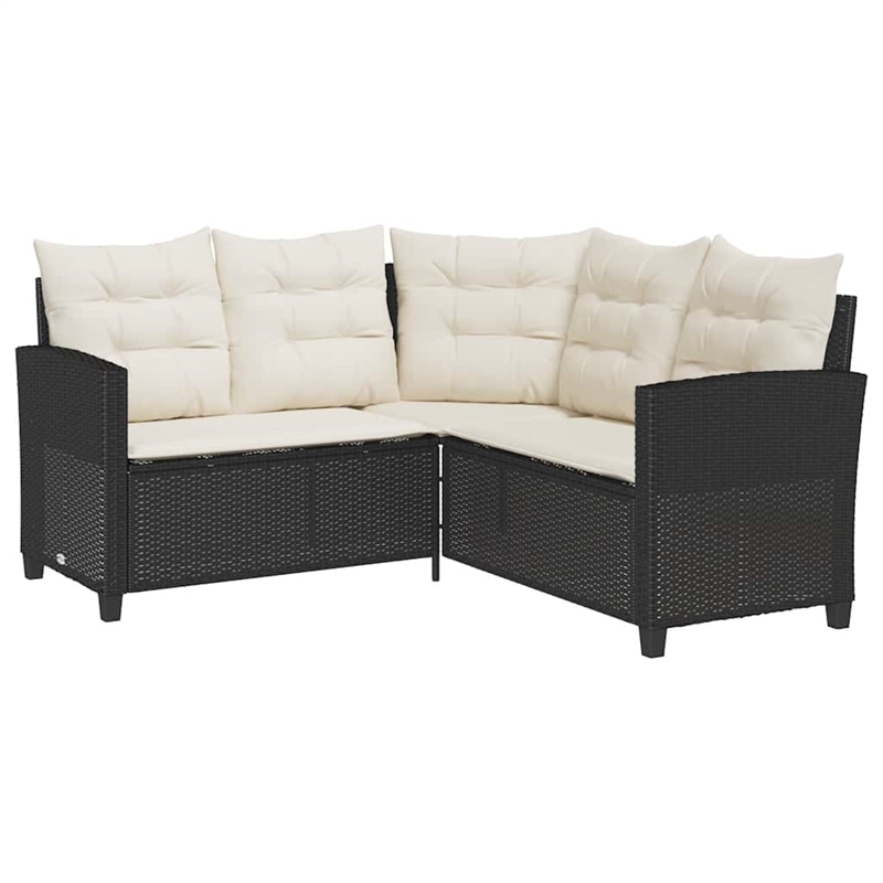 Bowery Hill Medium PE Rattan Garden Sofa With Removable Covers in Black