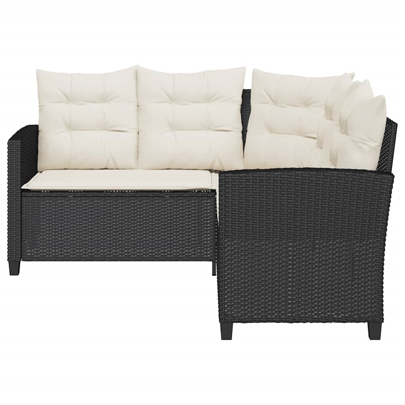 Bowery Hill Medium PE Rattan Garden Sofa With Removable Covers in Black