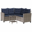 Bowery Hill Medium PE Rattan Garden Sofa With Adjustable Feet in Gray