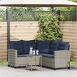 Bowery Hill Medium PE Rattan Garden Sofa With Adjustable Feet in Gray