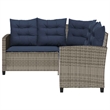 Bowery Hill Medium PE Rattan Garden Sofa With Adjustable Feet in Gray