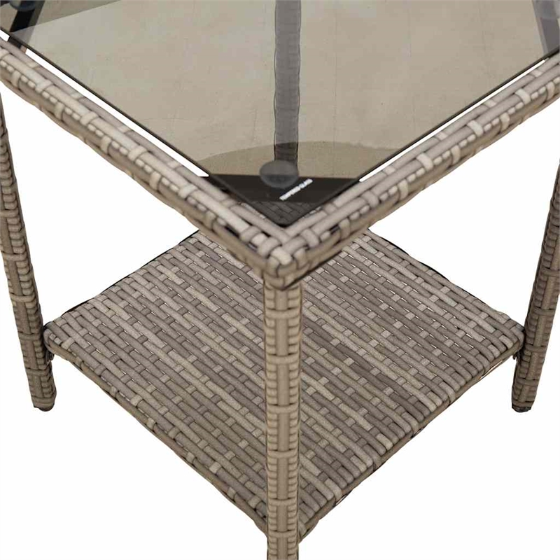 Bowery Hill Medium PE Rattan Garden Sofa With Adjustable Feet in Gray