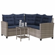 Bowery Hill Medium PE Rattan Garden Sofa With Adjustable Feet in Gray