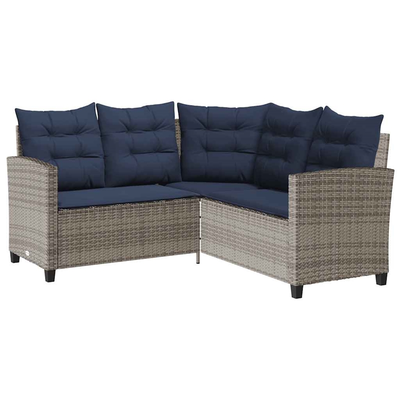 Bowery Hill Medium PE Rattan Garden Sofa With Adjustable Feet in Gray