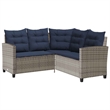 Bowery Hill Medium PE Rattan Garden Sofa With Adjustable Feet in Gray