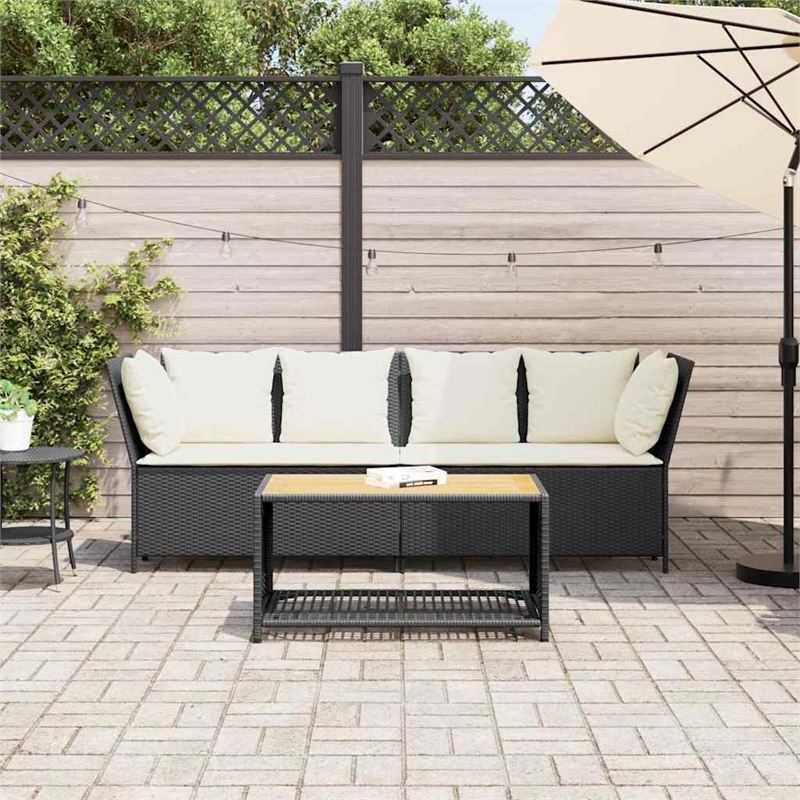 Bowery Hill Contemporary Large Modular PE Rattan Garden Sofa in Black
