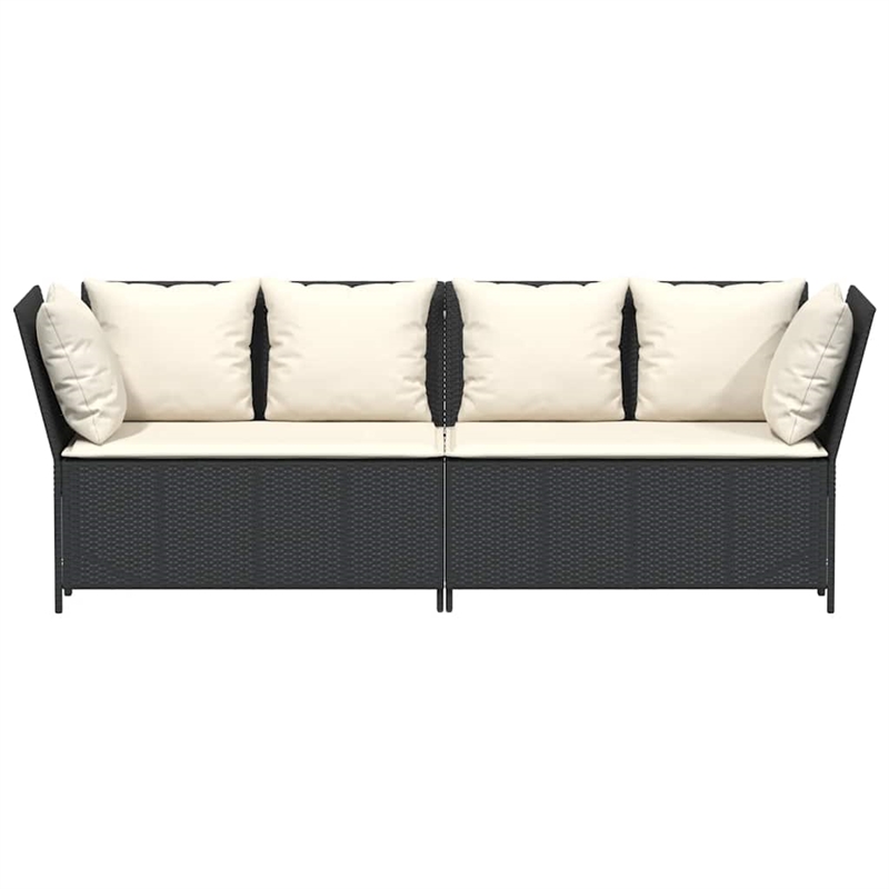 Bowery Hill Contemporary Large Modular PE Rattan Garden Sofa in Black