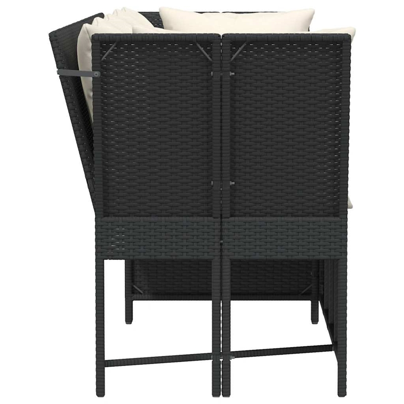 Bowery Hill Contemporary Large Modular PE Rattan Garden Sofa in Black
