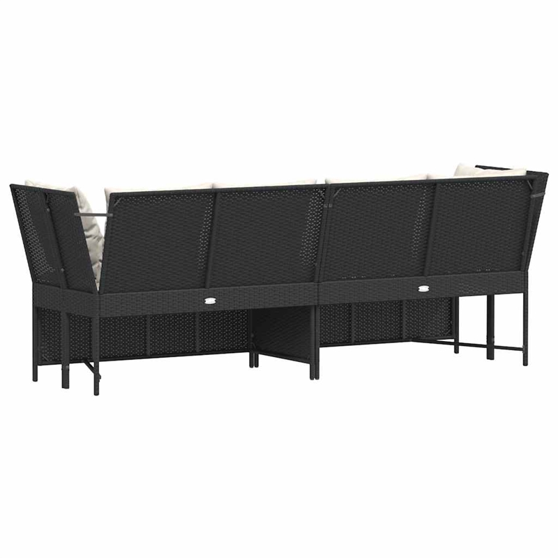 Bowery Hill Contemporary Large Modular PE Rattan Garden Sofa in Black
