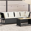 Bowery Hill Contemporary Large Modular PE Rattan Garden Sofa in Black