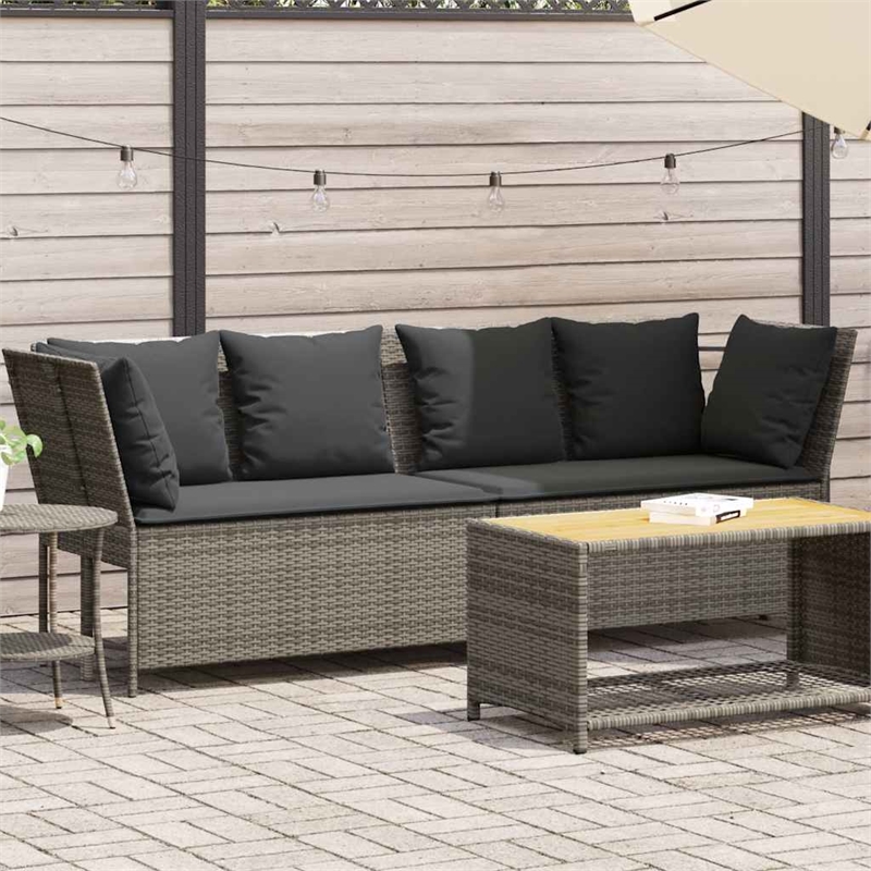 Bowery Hill PE Rattan And Powder-Coated Steel And Polyester Garden Sofa in Gray
