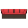 Bowery Hill Contemporary Synthetic Poly Rattan Patio Sofa in Brown And Red