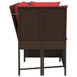 Bowery Hill Contemporary Synthetic Poly Rattan Patio Sofa in Brown And Red