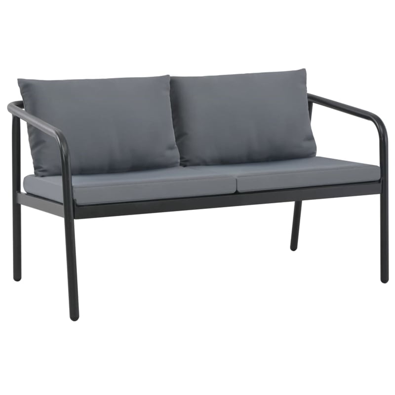 Bowery Hill Aluminum Sofa With Light Gray Cushions And Polyester in Dark Gray