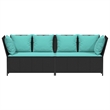 Bowery Hill Contemporary Poly Rattan Patio Sofa With Cushions in Black