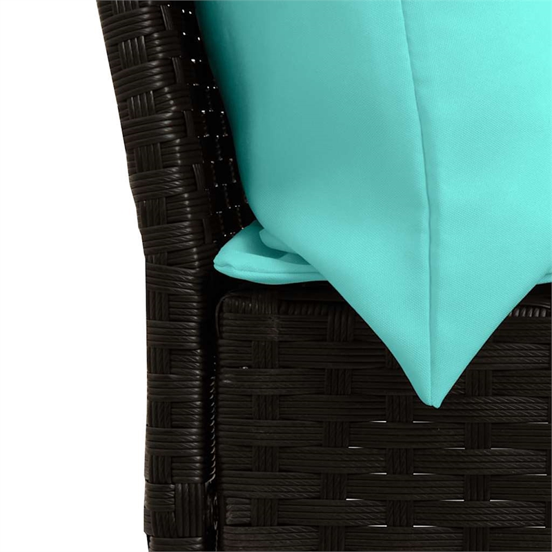 Bowery Hill Contemporary Poly Rattan Patio Sofa With Cushions in Black