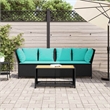 Bowery Hill Contemporary Poly Rattan Patio Sofa With Cushions in Black