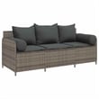 Bowery Hill 3-Seater PE Rattan Garden Sofa With Removable Covers in Gray