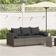 Bowery Hill 3-Seater PE Rattan Garden Sofa With Removable Covers in Gray